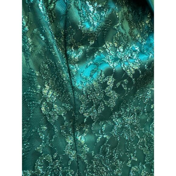 Jessica McClintock Gunne Sax Teal Asymmetrical Dress - 80s semi formal dress - Picture 12 of 16